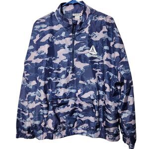 Reebok Windbreaker Jacket Size XL Camo Blue Lightweight